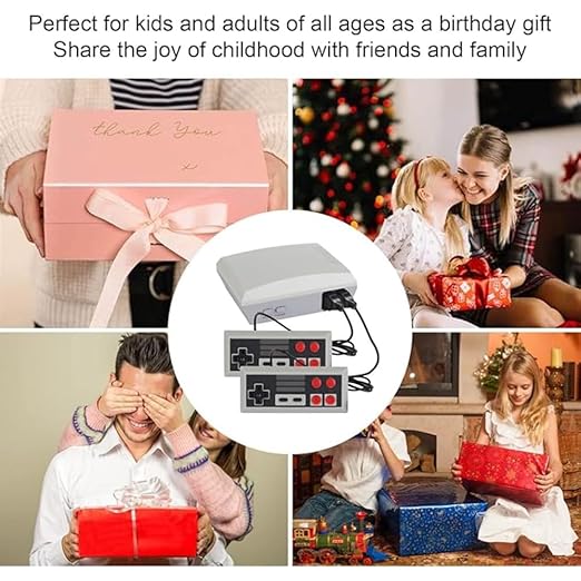 Retro Gaming Console with 300+ Classic Games & 2 Wired Controllers for Family Fun