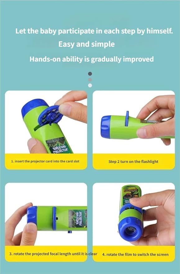 Dinosaur Projector Flashlight, 1 Set Dinosaur Projector Toy with 3 Discs & 24 Patterns, Portable Dinosaur Projector Flashlight, Night Light Technology Toy for Christmas (2 PCS B)