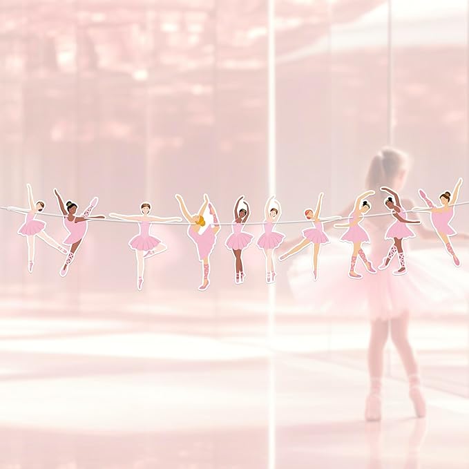 Ballerina Dancer Banner Ballet Girls Birthday Decor Ballet Dancing Hanging Garland Sign Pink Ballerina Party Garlands Decor for Girls Women Birthday Wedding Baby Shower Ballerinas Theme Party Supply