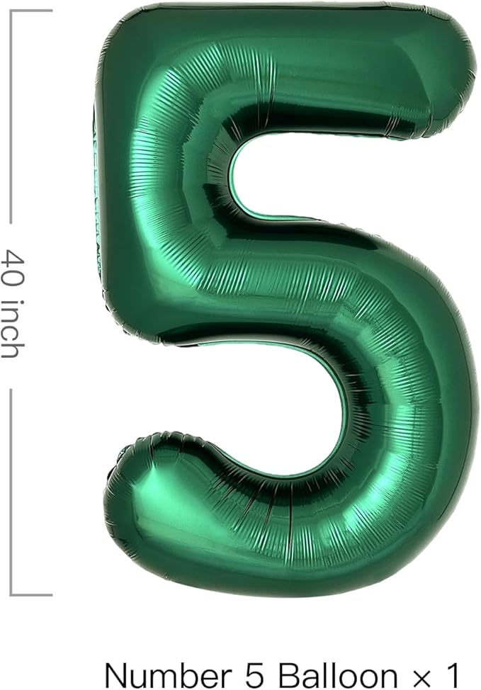 Dark Green Number 5 Balloons Large Emerald Green Number Balloons 40 Inch Jungle Safari Birthday Party Supplies Graduation Decorations Forest Green 5 Balloon