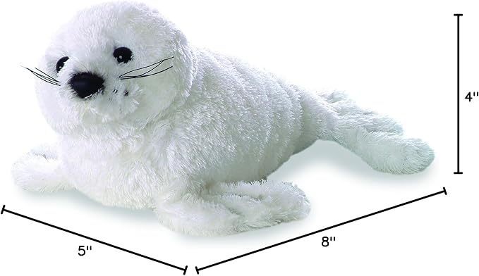 Aurora® Adorable Mini Flopsie™ Harp Seal Stuffed Animal - Mini Companions Ready for Playful Adventures - for Kids All Ages, Toddlers, Adults, and Families - White 8 Inches