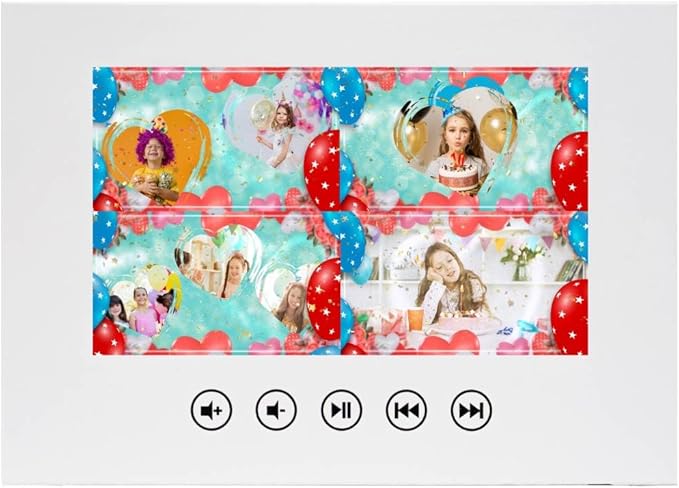 Video Greeting Card for Girl – Create Your Own Animated Slideshow – Upload 11 Photos – 7” Screen, USB Rechargeable, 4GB Storage, Gift for Kids