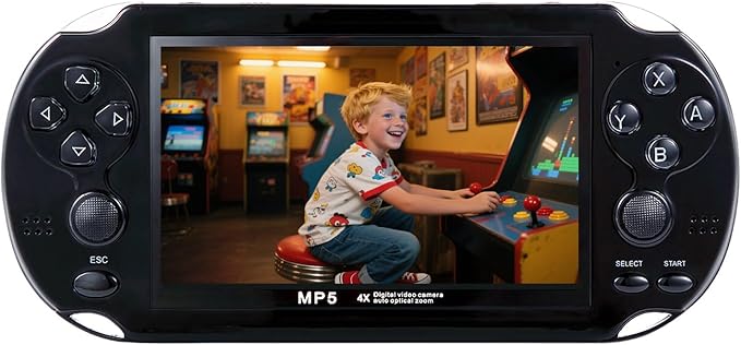4.3-inch Dual-Rock Video Game Console Curved Appearance Built-in Multi-Simulator Portable Handheld Retro Game Supports Video/Music Playback Khildren's Toys Birthday (Black)