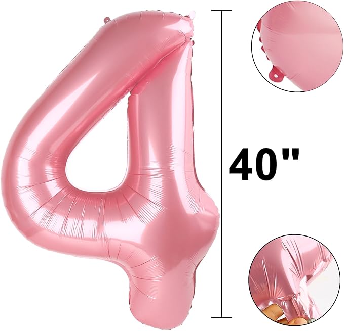 40 Inch Pearlescent Pink Number 24 Balloon Number 24 Balloon 40 Inch, 24th Birthday Party Decorations for Boy or Girl Huge Mylar Anniversary Party Supplies