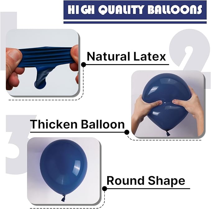 PartyWoo Navy Blue Balloons 140pcs Different Sizes of 18 12 10 5 Inch Dark Blue Balloon Arch Kit Garland for Graduation Wedding Sports Theme Boy Baby Shower Men Birthday Party Decorations Blue-Y72