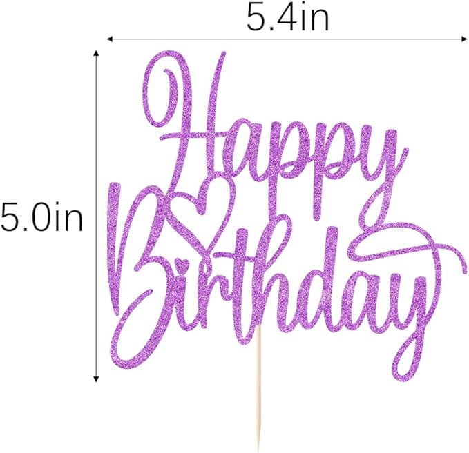 Handmade Glitter Happy Birthday Cake Topper- Happy Birthday Cake Decor,Fabulous Cake Decoration，Anniversary Party Decoration Supplies (purple)