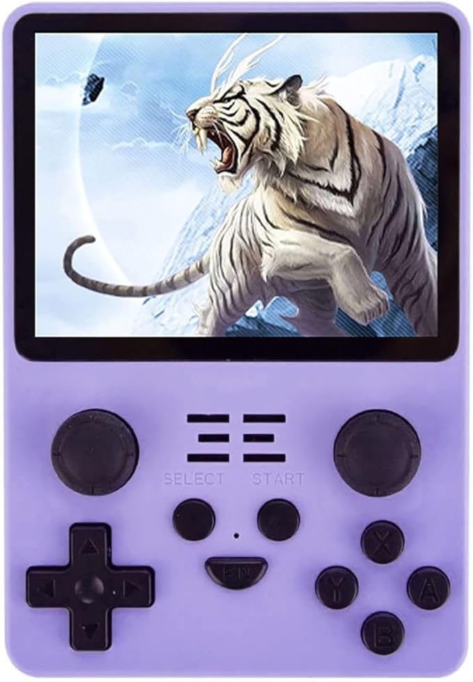 Powkiddy RGB20S Handheld Game Console Pow Kitty Handheld Arcade Game Built-in 15,000 Games & 64G 3.5 Inch IPS Screen Open Source System, Retro Games Consoles Classic Emulator (Purple1a)