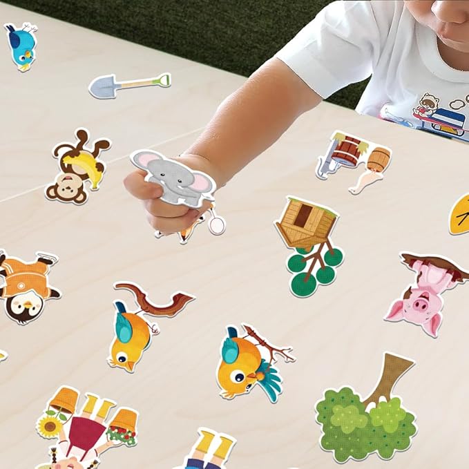 BEUNITONE 30 Pcs Multi-Scene Felt Story Board, Fuzzy Felt Play Kit with Diverse Animals, Plants & Backgrounds learningal Tool for Classroom Teaching & Home Storytelling