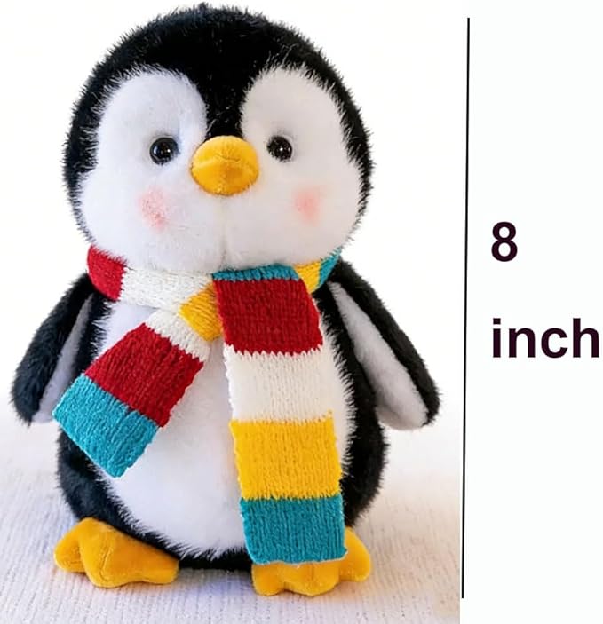 Penguin Stuffed Animal Cute Plush Doll Toy 8 inch for Girls Boys Christmas(Scarf Penguin)