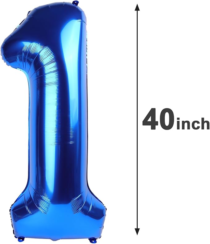 Jumbo Navy Blue Number 1 Balloon 40 Inch, Mylar Foil Number One Balloons for Boy Girl 1st 1 11 21 31 41 51 81 Birthday Party, Giant Balloons Anniversary Graduations Photo Shoot Decorations