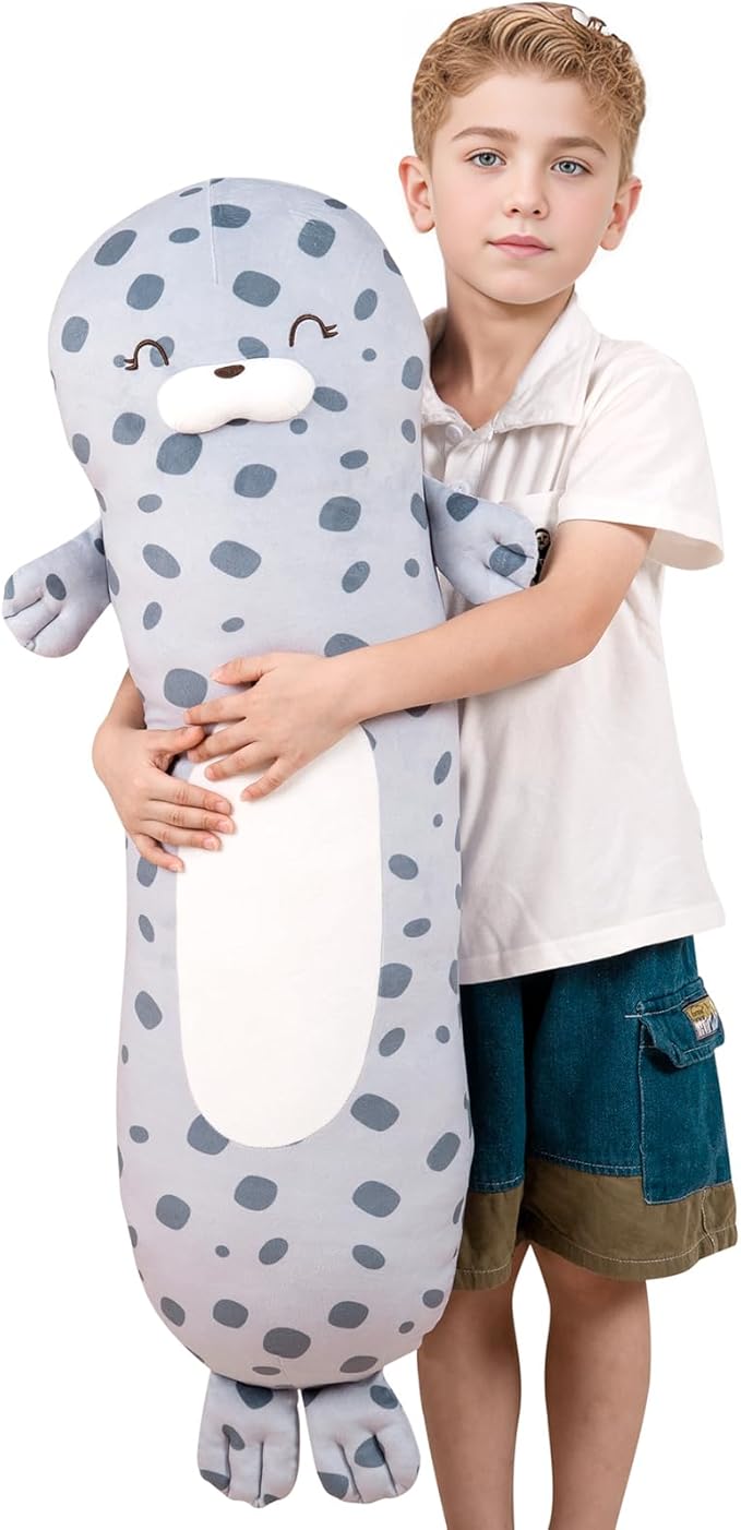 36 inch Giant Ocean Seal Stuffed Animals Body Pillow, Large Chubby Seals Blob Plush Toy Plushy Long Gift for Kids Boys Girl Birthday, Easter