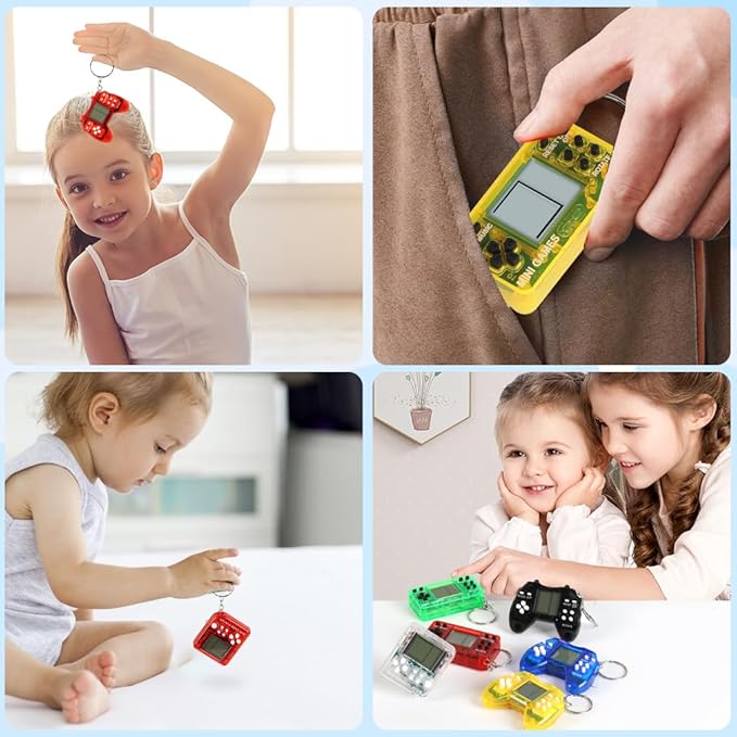 12pcs Video Game Party Favors, Mini Gaming Party Favors, Video Game Keychains, 8-bit Handheld, Birthday Party Supplies for Kids, Return Gifts for Birthday Party Decorations Supplies