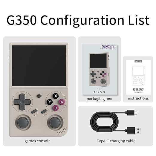G350 Retro Game Console,Linux System RK3326 G 350 Handheld Game Console Built-in 64G TF Card 4371 Games,3.5-inch IPS Screen, WiFi, Bluetooth 4.2, HDMI Output, 3200mAh Battery (G350 Gray New)