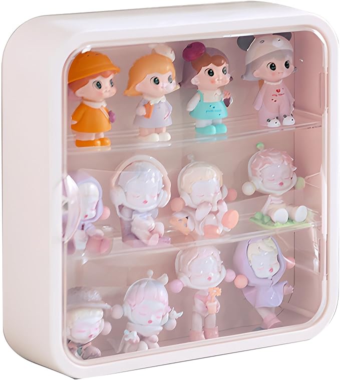 Clear Display Case for Figures, Acrylic Wall Mounted or Desktop Doll Storage Box Organizer Shelf Display for Collectibles Action Figure Blind Box Figures, Dustproof Figure Display Case