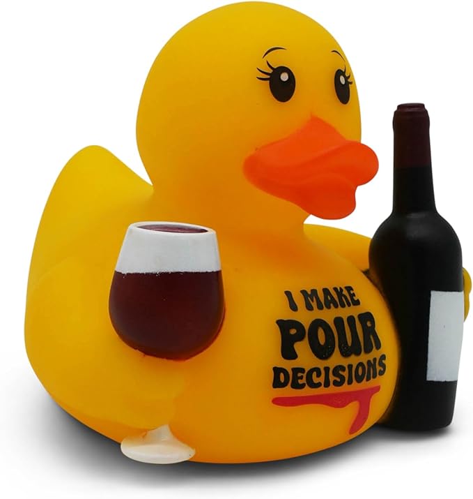 Funny Rubber Duck – Hilarious Decorative Duck for Bathroom, Desk, or Gag Gift – Quirky Collectible with Sarcastic Quote – Great Gift for Adults, Coworkers, or Friends-Pour Decisions