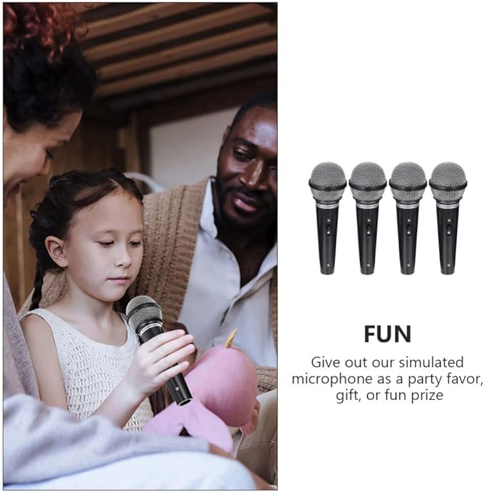 NUOBESTY Fake Microphone for Kids Handheld Microphone Prop Plastic Mics Pretend Toys for Karaoke Costume Prop Halloween Party Favors 16Pcs