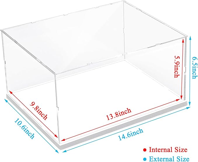 Thickened Clear Acrylic Display Case for Lego 75375 Millennium Falcon 75380 21319 Central Perk 42204 Collectibles for Shoes Transparent Box for Lego Display with Light, White Inside 13.8 x 9.8 x 5.9in