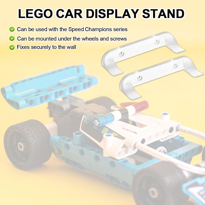 12pcs Collectible Car Display Wall Mount, Vertical Toy Car Wall Mount for Speed Champion Series Low-Profile Wheel-Mounted Rack to Showcase Model Vehicle (Transparent)