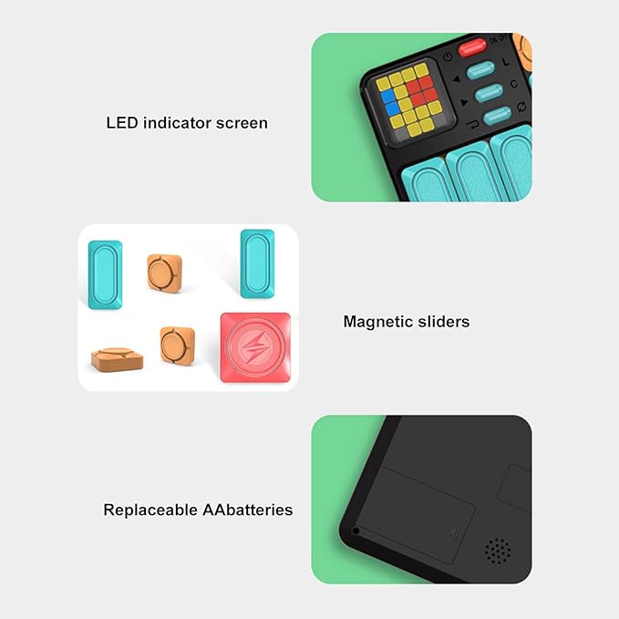 Slide Puzzle Games, Brain Teaser Puzzle Board Game Educational Interactive Handheld Brain Training Electronic Board Game for Boys Girls
