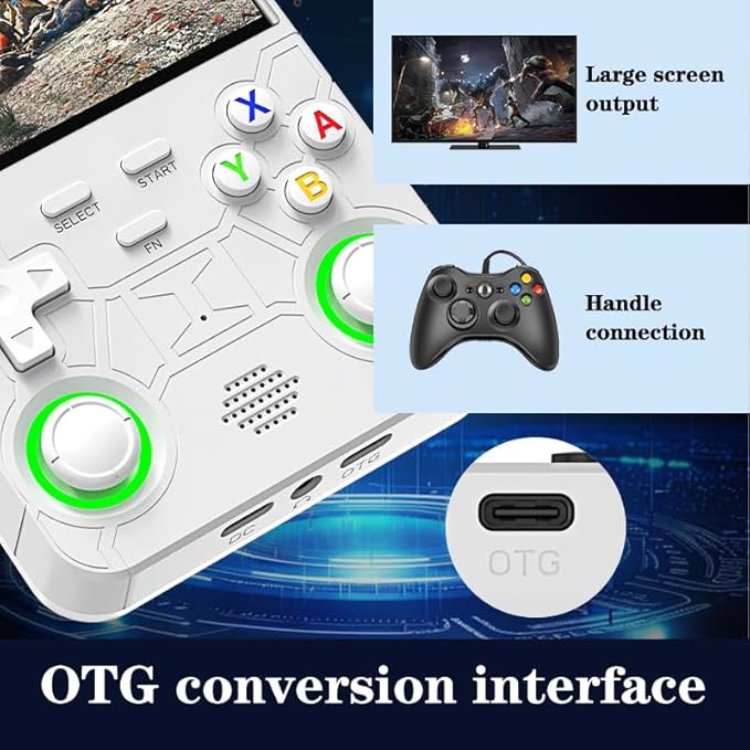 R36 Ultra Retro Handheld Game Console, with 128G Built-in 40000+ Games, 3000mAh Rechargeable, Support 20+ Simulators, Linux System, 4.0 Inch IPS Screen Portable Pocket Arcade (White)