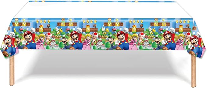2Pack Mario Tablecloth Disposable Tablecover Birthday Party Supplies and Decorations for Kid Boy Baby Shower Rectangle Tables 70"X42"