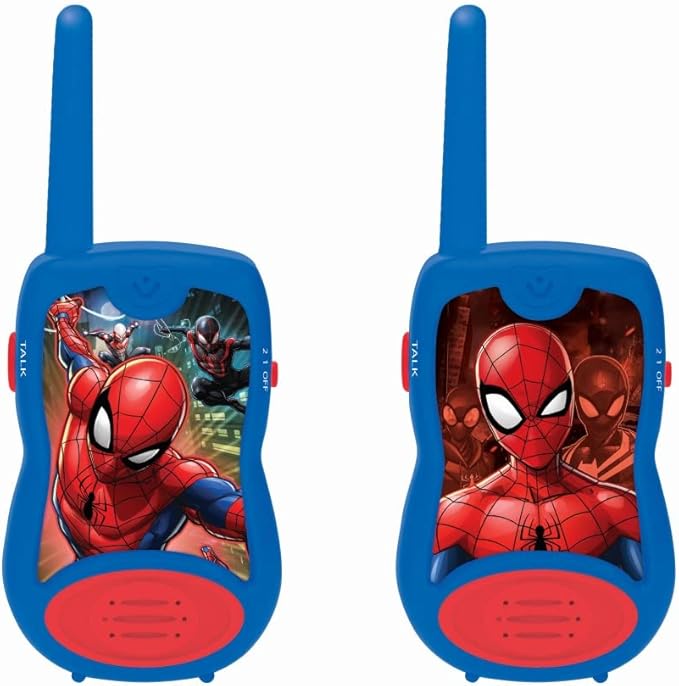 LEXiBOOK Spider-Man Walkie-talkies, Communication Game for Children, Belt Clip for Transport, Battery, Blue, TW12SP