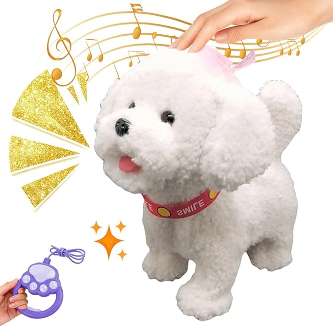 Orgone Robot Dog Lifelike Toy, Interactive Robot Dog with Touch Sensing Voice Music Mimic Leash Remote Soft Fur – Battery Powered Puppy (1PC - C)