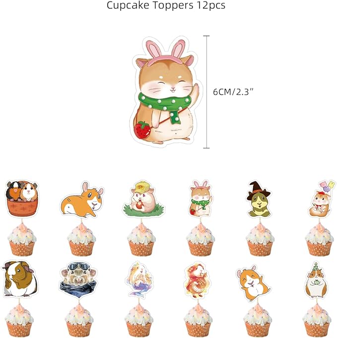 Guinea Pig Birthday Party Decorations Supplies,Children Guinea Pig Birthday Party Balloons Banners Cupcake Decorations,Hamster Party Supplies for Kids