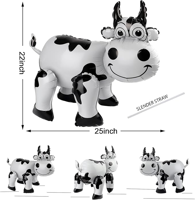 3D Cow Balloon for Western Cowboy Party Decorations,Cute Self Standing Cow Balloons for Western Cowgirl Theme Birthday Party Favor Supplies Decor