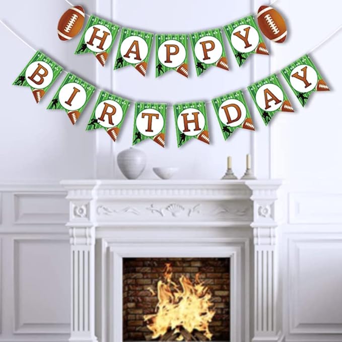 Football Party Decorations Happy Birthday Banner Party Supplies String Flags Football Bowl Game Sport Themed Bunting Sign Party Decor Favors