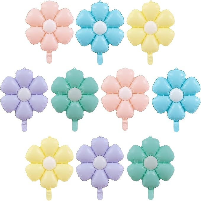 ZHENGYE Daisy Balloons Flower Theme Party Mylar Balloon Daisy Birthday Party Decoration Supplies(10 Pcs)