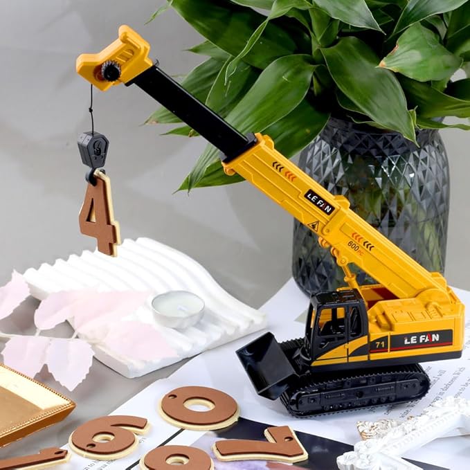 RUIYDZ 28pcs Construction Cake Topper Birthday Cake Toppers Construction Birthday Party Supplies Large Crane Excavator Traffic Sign Cake Decorating Kit Construction Toys Birthday Party Favors
