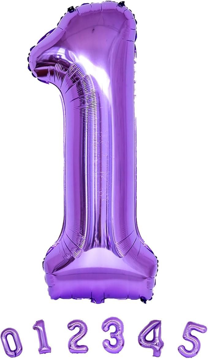 Purple 1 Balloon Number for Girls 1st Girls Birthday, 40 Inch Large Number Foil Balloons, Foil Helium for Women 31 Years Old Birthday Party Anniversary Graduation Party Decoration Kids Supplies
