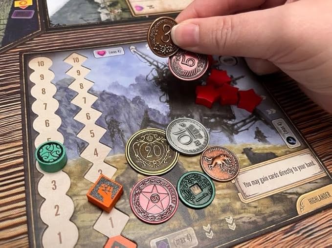 Stonemaier Games: Metal Coins (Scythe and Expeditions) | Metal Coins to Enhance Your Gameplay | 80 Coins with Unique Colors and Sides for Each Denomination - Values Include 1, 3, 5,10, and 20