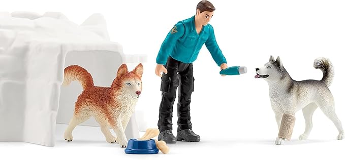 schleich Wild Life - 19 PC Antarctic Expedition Playset with Ranger, Husky Dogs, and Penguin Animal Figurines - Snow Safari Play Set with Dogsled and Igloo - Educational Toys for Kids 3 - 8 | 42558