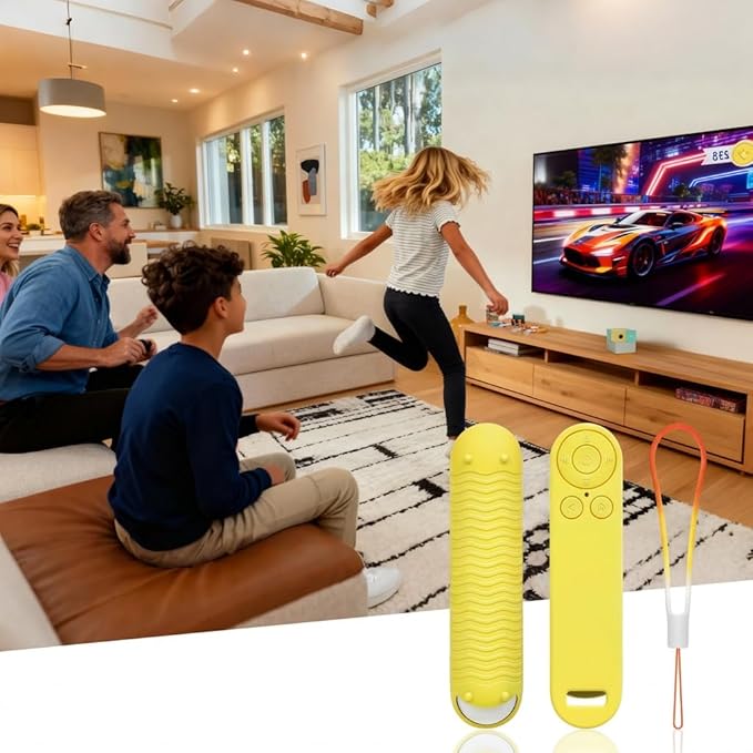 Silicon Cover for Nex Playground Game System Remote, Anti-Slip Shockproof Sleeve with 4 Pillars for Secure Placement, Dust & Water Resistant Protective Case with Lanyard - Yellow