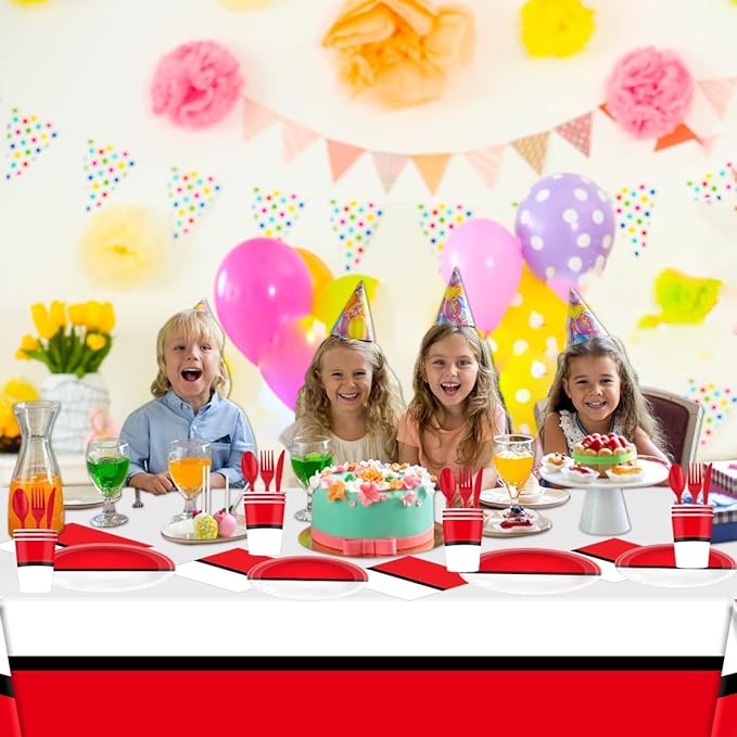 81 Pcs Cartoon Ball Party Tableware Set Cartoon Ball Birthday Party Supplies,Paper Plates,Napkins,Cup,knives,Spoons and Forks