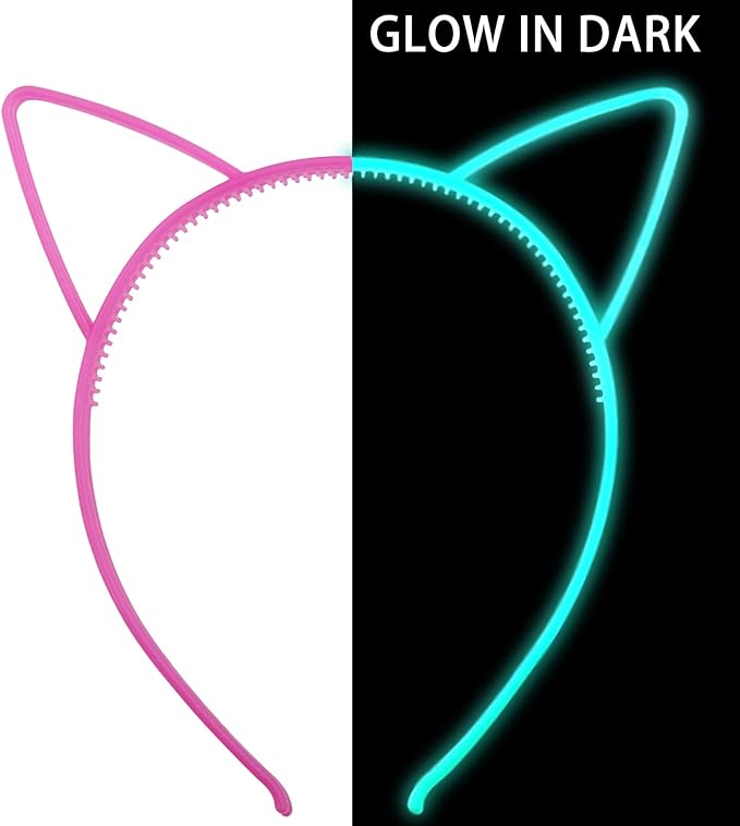 Glow in The Dark Party Supplies Cat Ear Crown Heads for Birthday Party Halloween Party