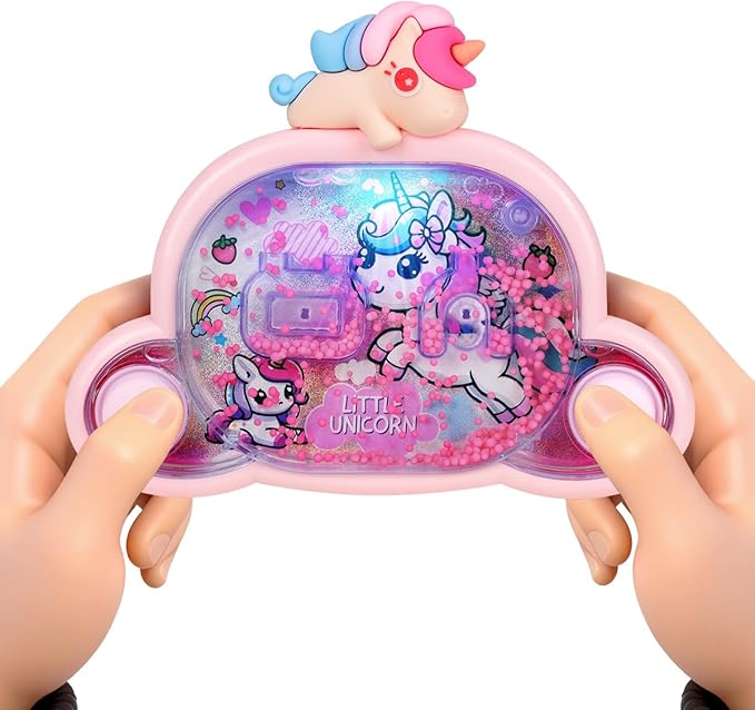 Handheld Water Game with Light - Unicorn & Dinosaur Toys - Water Ball Target Toy for Kids Ages 3+, Retro Fidget, Screen-Free Car Travel Game, Road Trip, Airplane, Portable Autism Gift