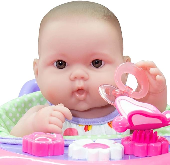 JC Toys Lots to Love Babies 14"" Doll and Walker | Wheeled Walker Gift Set and Accessories | Posable & Waterproof | Ages 2+" (16198), Pink