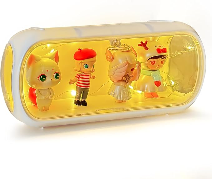 Clear Figure Display Case with Lights, Dustproof Storage Organizer Box with Magnetic Door, Display Showcase for Collectibles Action Figure(1, Medium)