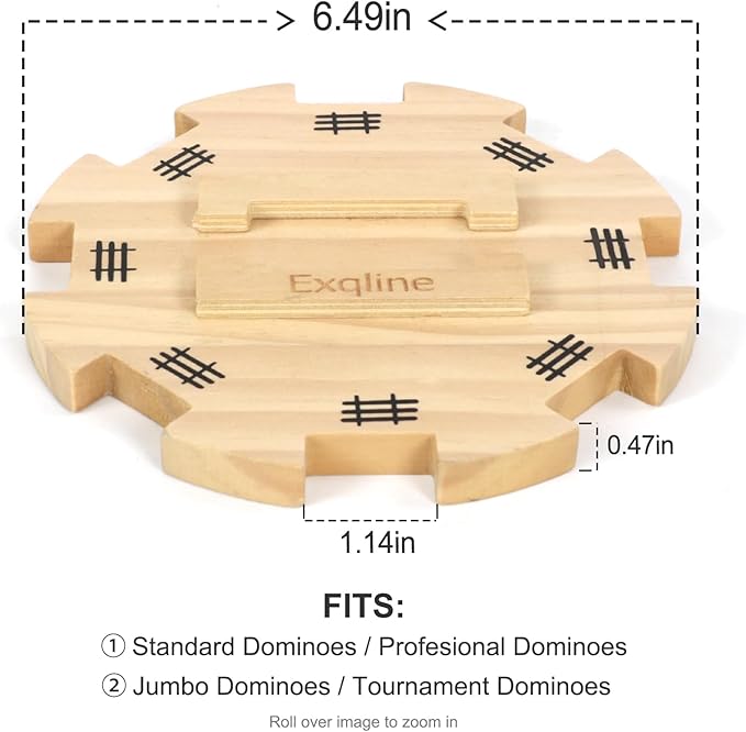 Exqline Mexican Train Dominoes Accessories - with 6.5" Pine Mexican Train Hub, 70-Sheets Mexican Train Score Pads and 8 Colored Die-Cast Train Markers, for Mexican Dominoes Train Game Set