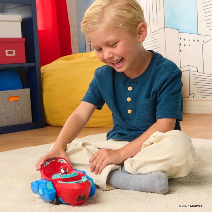 MARVEL Spidey and His Amazing Friends Spidey Transforming Web-Wave Cruiser - 9-Inch 2-In-1 Vehicle with Free Wheels and Web Dart Launchers
