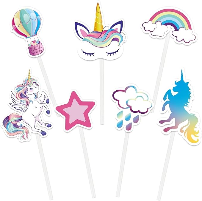 WERNNSAI 35 PCS Unicorn Cupcake Toppers - Rainbow Unicorn Birthday Party Cake Decorations for Girls Kids Unicorn Cake Topper Cake Tropper Unicorn Cake Decors Baby Shower Birthday Party Supplies