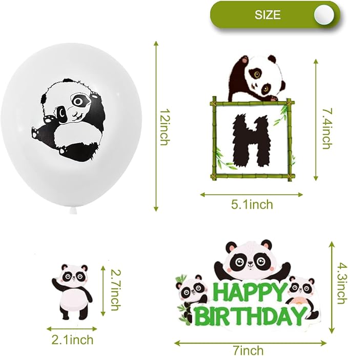 Panda Birthday Party Supplies Happy Birthday Banner Balloons Cake Decorations Panda-Themed Party Decorations
