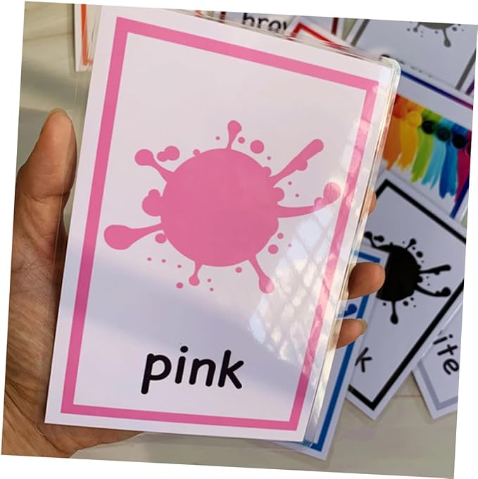 12 Sheets Color Words Flash Cards English Letters Learning Cards for Early Educational Literacy Fun Game to Develop Memory and Cognitive Skills