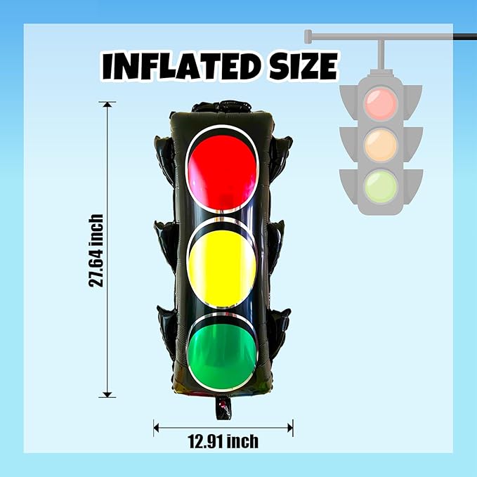 4Pcs Traffic Light Balloons for Race Car Birthday Party Decorations,Transportation Balloons for Kids Construction Vehicle Birthday Party Supplies