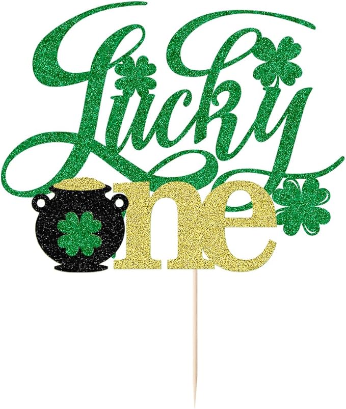 Lucky One cake topper -for St.Patrick's Day Theme Baby Shower Kids 1st Birthday Party Decorations Supplies