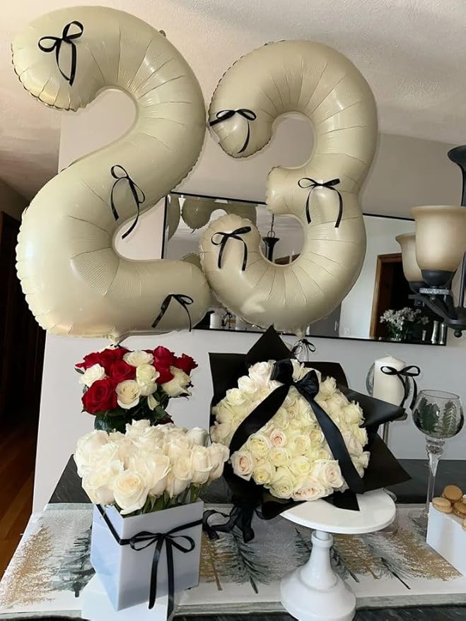 Number Balloon 40Inch, Cream Number 19 Balloons Birthday Decoration for Men & Women, Foil Cream Party Decorations for Birthday Wedding Engagement Memroial Day's