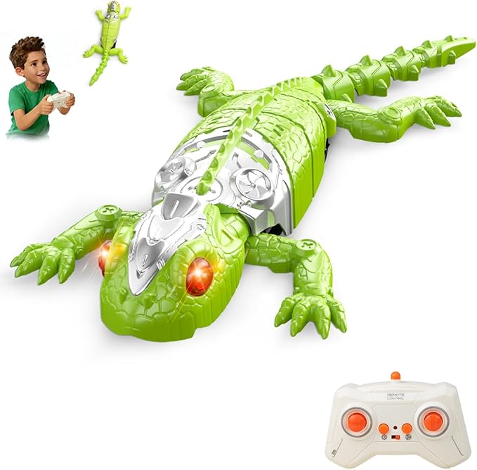 Wall Climbing Gecko Toy for Kids, Dual Mode Floor & Wall Driving, Rechargeable Remote Control Robot, Climbs up Toys & Games, Halloween Christmas Birthday Gifts for Boys Girls Ages 4 & Up（Green）